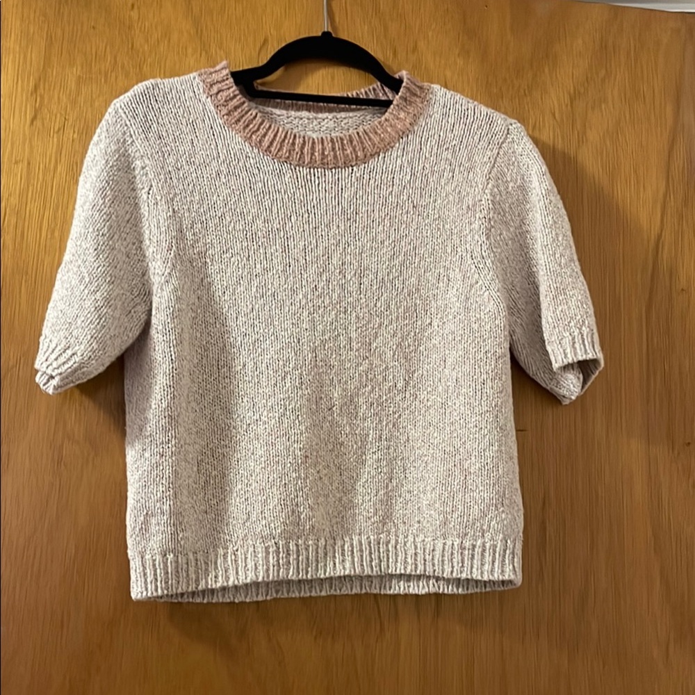 Women's Cream Sweater with Pink Accents